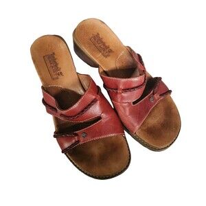Timberland Burgundy‎ Leather Clog Sandals Sz 8.5M Smart Comfort System